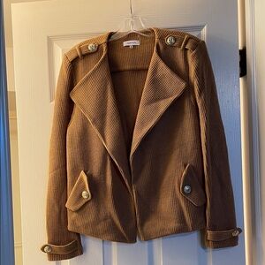 Calvin Klein Tan Ribbed Sweater Blazer with Button Details